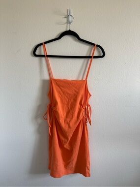 Zara Orange Ruched Side-Tie Mini Dress